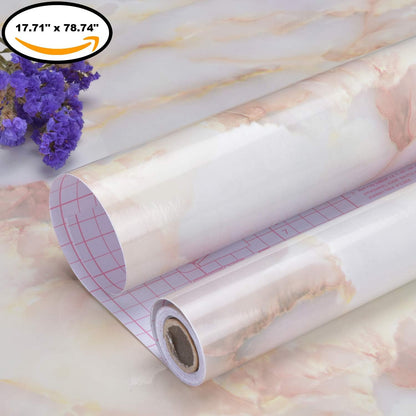 Art3d 17.71" x 78.74" (Pack of 1) Contact Paper, Pink Marble