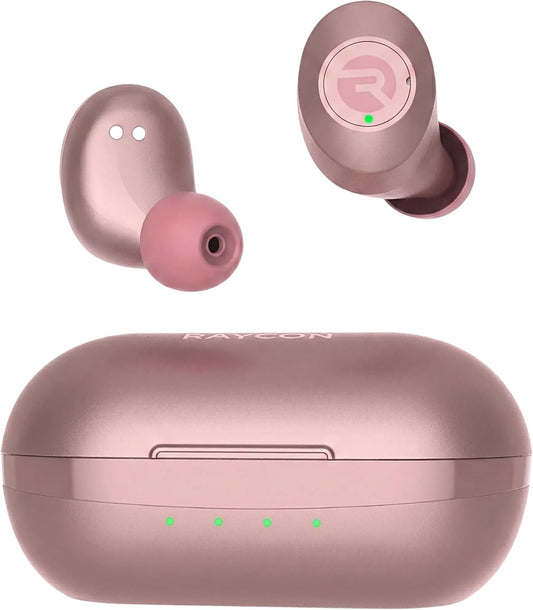 Raycon Everyday Classic Bluetooth Wireless Earbuds + Microphone with Active Noise Canceling, Sweat & Water-Resistant Earphones, Ear Buds Wireless Bluetooth Up to 32 Hours Playtime (Rose Gold)