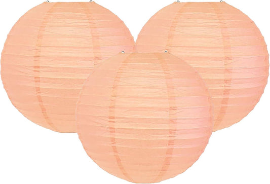 Pack of 3 Paper Lantern Lampshade Party Birthday Baby Shower Wedding Celebration Decoration (Peach, 8" (20cm))