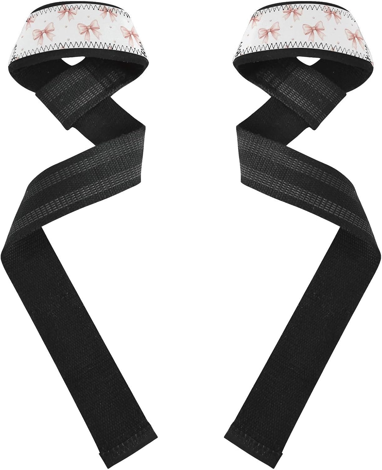 Pink Bows Pearls Print Lifting Wrist Straps for Weightlifting Powerlifting Anti Slip Deadlift Straps with Neoprene Padding Hand Grip Wraps for Gym Strength Training Bodybuilding Workout