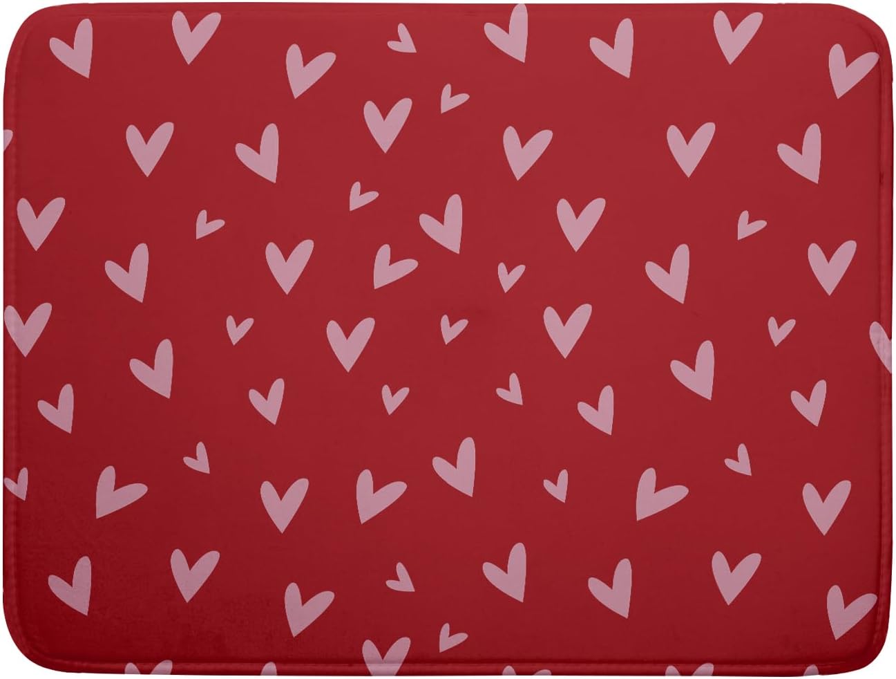 Valentines Dish Drying Mat for Kitchen Counter 18x24 Inch Valentine's Day Red Pink Love Heart Print Absorbent Reversible Microfiber Drying Mats Kitchen Countertop Protector Dishes Drainer Rack Pad