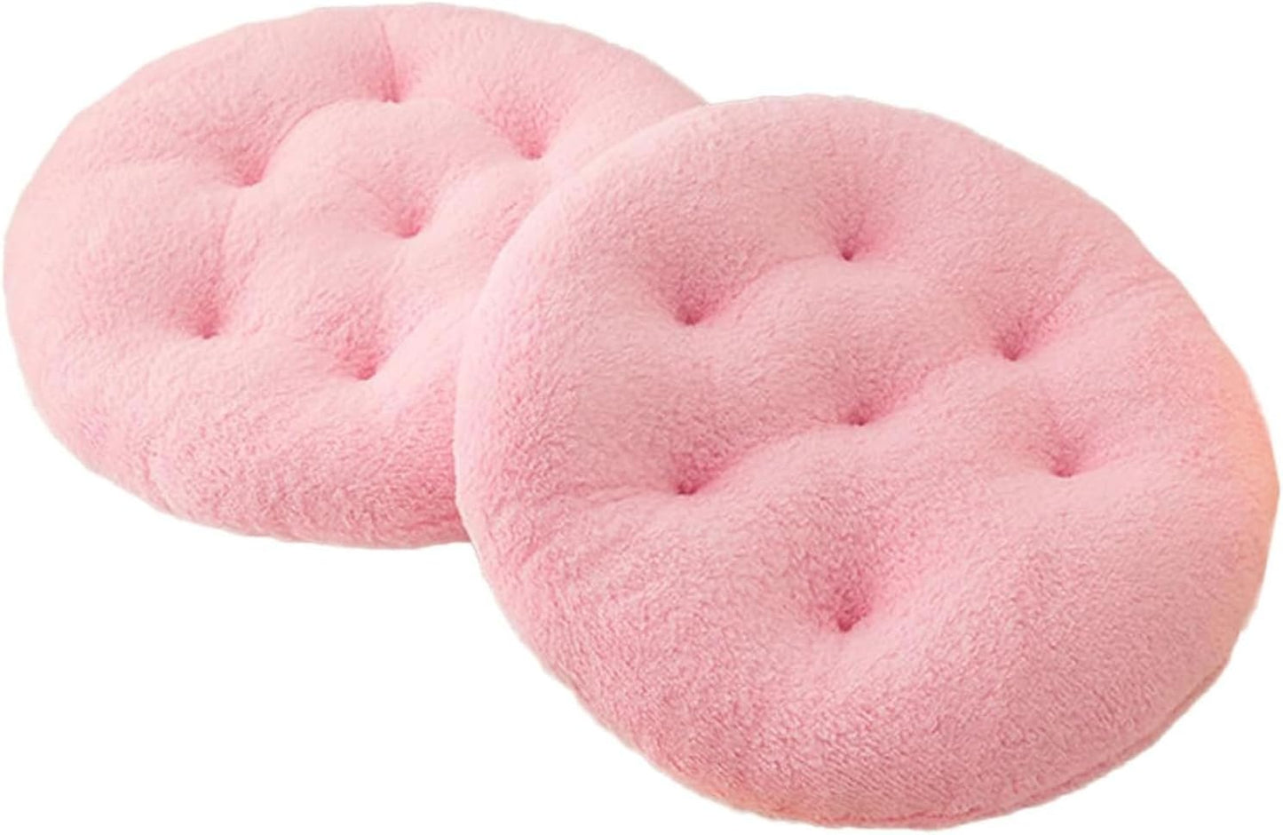 2pcs Round Chair Cushions 16inch Seat Cushion for Chairs Stool Plush Seat Pad Winter Warm Chair Covering for Dining Room, Foam Padding Round Chair Pads Floor Pillow Cushions (Pink)