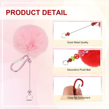 PATIKIL Beadable Keychain Bars, Plush Ball Beaded Keychain Blanks Bulk Making Supplies Kit with Snap Hook for Pendant DIY