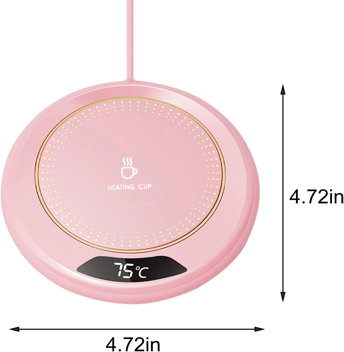 Mug Warmer for Desk, Fast Heating 3 Temp Settings Mug Warmer with Temperature Display and Auto Shut Off for Home Office Coffee, Tea, Milk, Up to 167f/75c (No Mug Provided) Pink