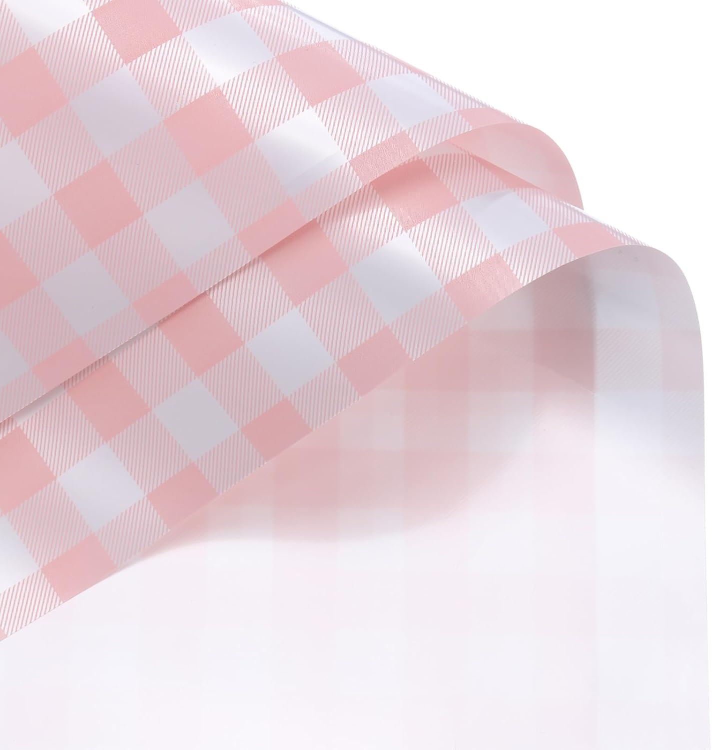 MECCANIXITY Flower Wrapping Paper Waterproof Floral Wrap Plaid Cream Pink Gift Packaging 22.8 x 22.8 Inch Used for DIY Crafts Bouquet Packaging 10 Pcs