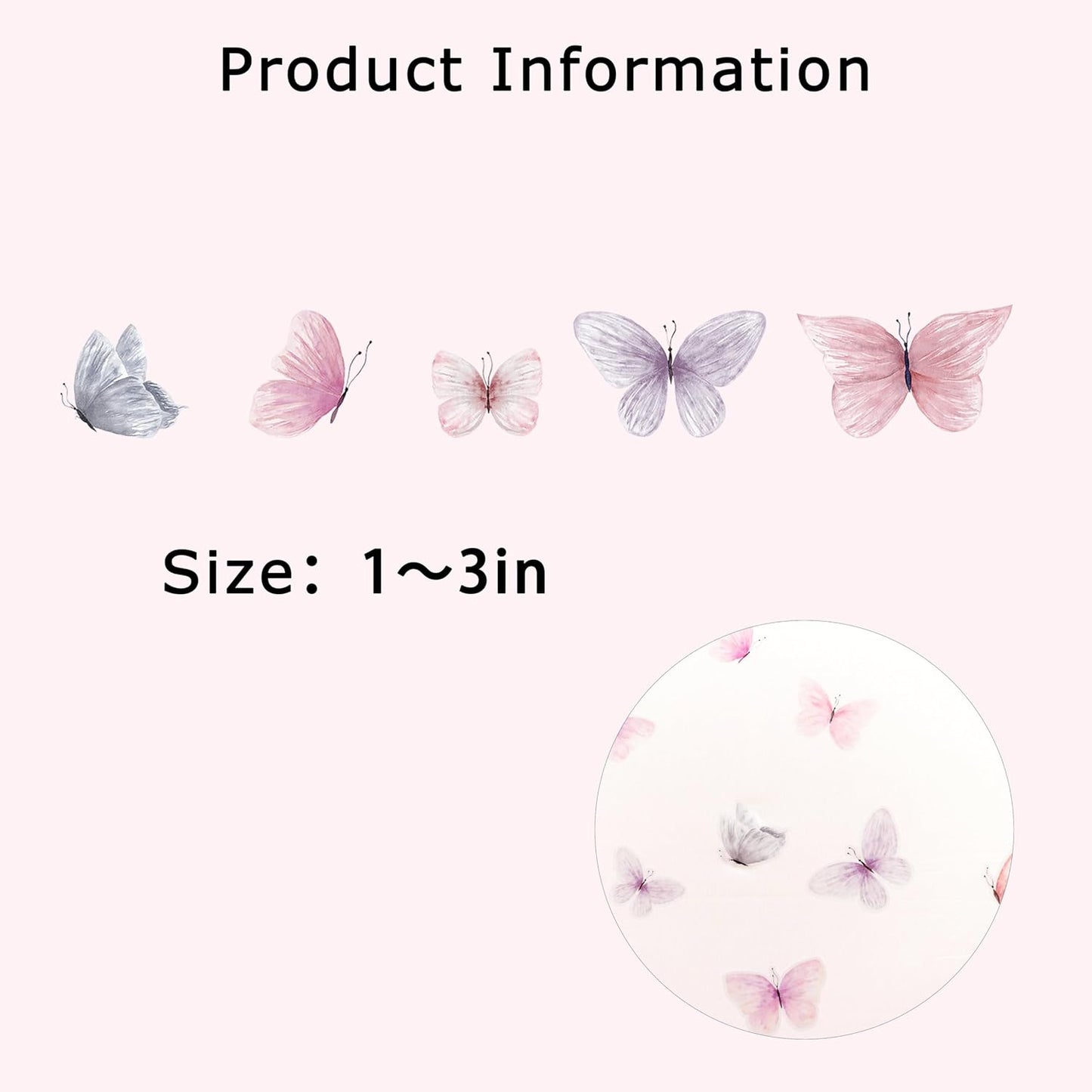 Butterfly Wall Decals - Pink and Purple Art Wall Decals Removable Peel and Stick for Kids Baby Nursery Living Room Bedroom Playroom Sofa TV Background Decorations (Butterfly Pink Purple Wall Stickers)
