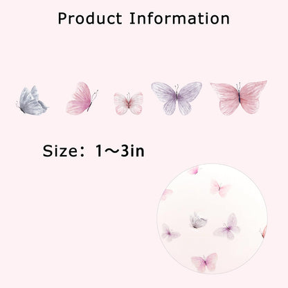 Butterfly Wall Decals - Pink and Purple Art Wall Decals Removable Peel and Stick for Kids Baby Nursery Living Room Bedroom Playroom Sofa TV Background Decorations (Butterfly Pink Purple Wall Stickers)