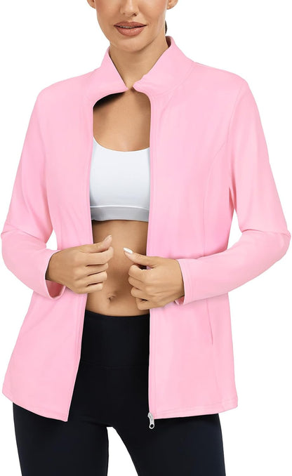 LURANEE Women's Golf Athletic Jackets with Pleated Tennis Skirt Hem Lightweight Full Zip Long Sleeve Shirts with Pockets