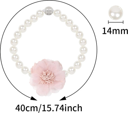 2 Pack of Pearl Magnetic Curtain Tiebacks with Handmade Flower Decorative Curtain Holdbacks Curtain Ties Magnetic Tie Backs for Curtains (2, Pink)