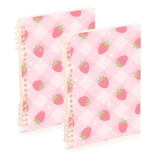 EtherSpher A5 size Pastel Peach Strawberry notebook spiral 8.3" x 5.7", wear-resistant school supplies for college 60 sheets for planner&business