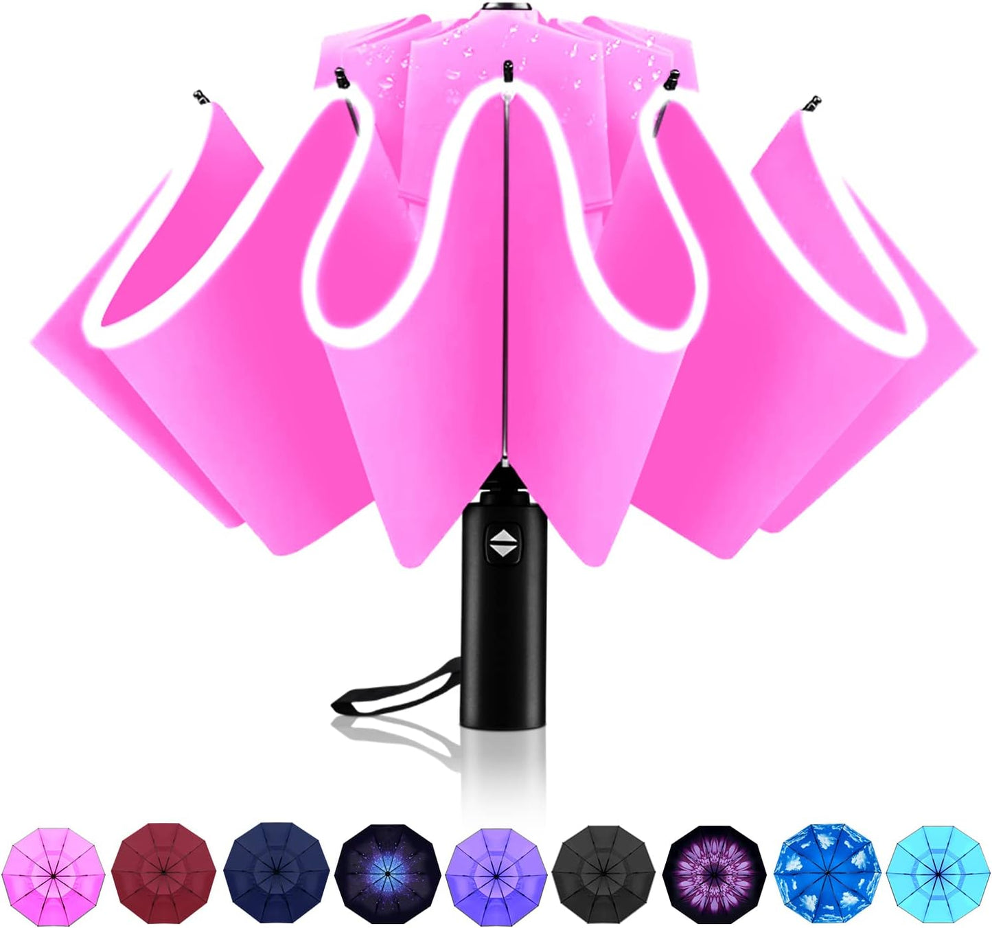 Windproof Automatic Inverted Umbrella – Compact Folding with Sun UV Protection, Portable Travel Umbrella for Car & Backpack