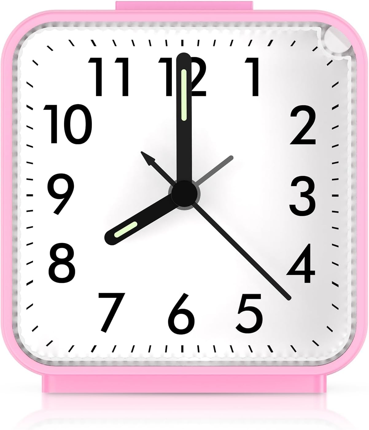 AMIR Analog Alarm Clock, Silent Non Ticking Small Clock, Travel Alarm Clock with Snooze & Light, Ascending Beep Sounds, Battery Operated Loud Alarm Clock