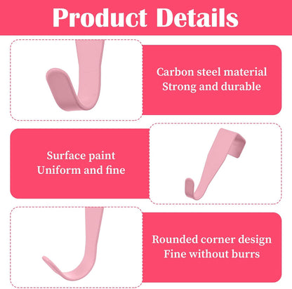 5 Pcs Over Cabinet Door Hooks Sturdy Single Metal Over Door Hanger Electroplate Metal Hook Cabinet Storage Hook for Hanging Towels Clothes Bags Cubicle Bathroom Use(Pink)
