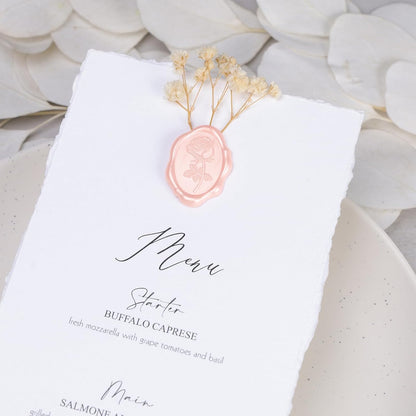 UNIQOOO Wax Seal Stickers - Rose Oval Wedding Invitation Envelope Seal Sticker, 50 Pcs Floral Self- Adhesive Pearl Pink Stickers, Perfect for Invitation, Christmas, Gift Wrapping, Party