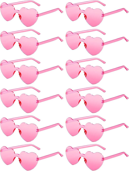 12 Pairs Heart Shaped Sunglasses for Women Colorful Glasses Fun Trendy Transparent Heart Sunglasses Party Favor
