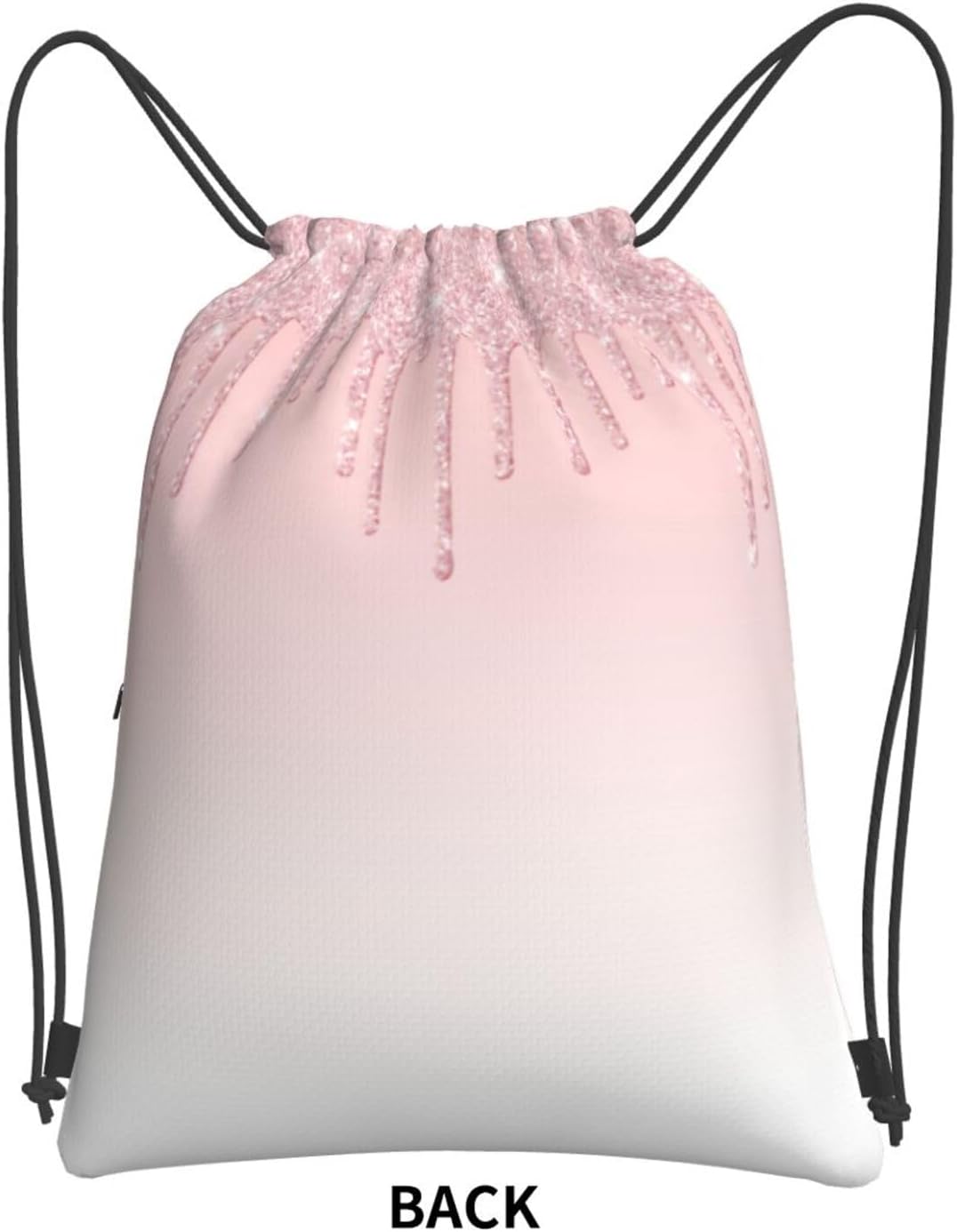 Pink Glitter Drip Drawstring Backpack, Gym Swim Bag Cinch Bag For Women Men With Zipper Pocket