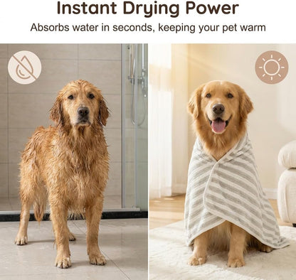 Dog Bathrobe, Microfiber Super Absorbent Pet Towel, Quick Drying Robe for Dogs Cats, Double Layer Hooded Warm Bath Towel, for Large Medium Small Pets After Bath Pool Beach (Pink, L(30–45 lb))
