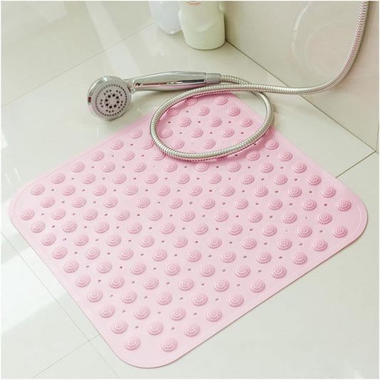 Unomor Non-Slip Bath Mat Suction Cups TPR Rubber PVC Pad Featuring Dots for Enhanced Safety Pink for Bathroom and Shower Use