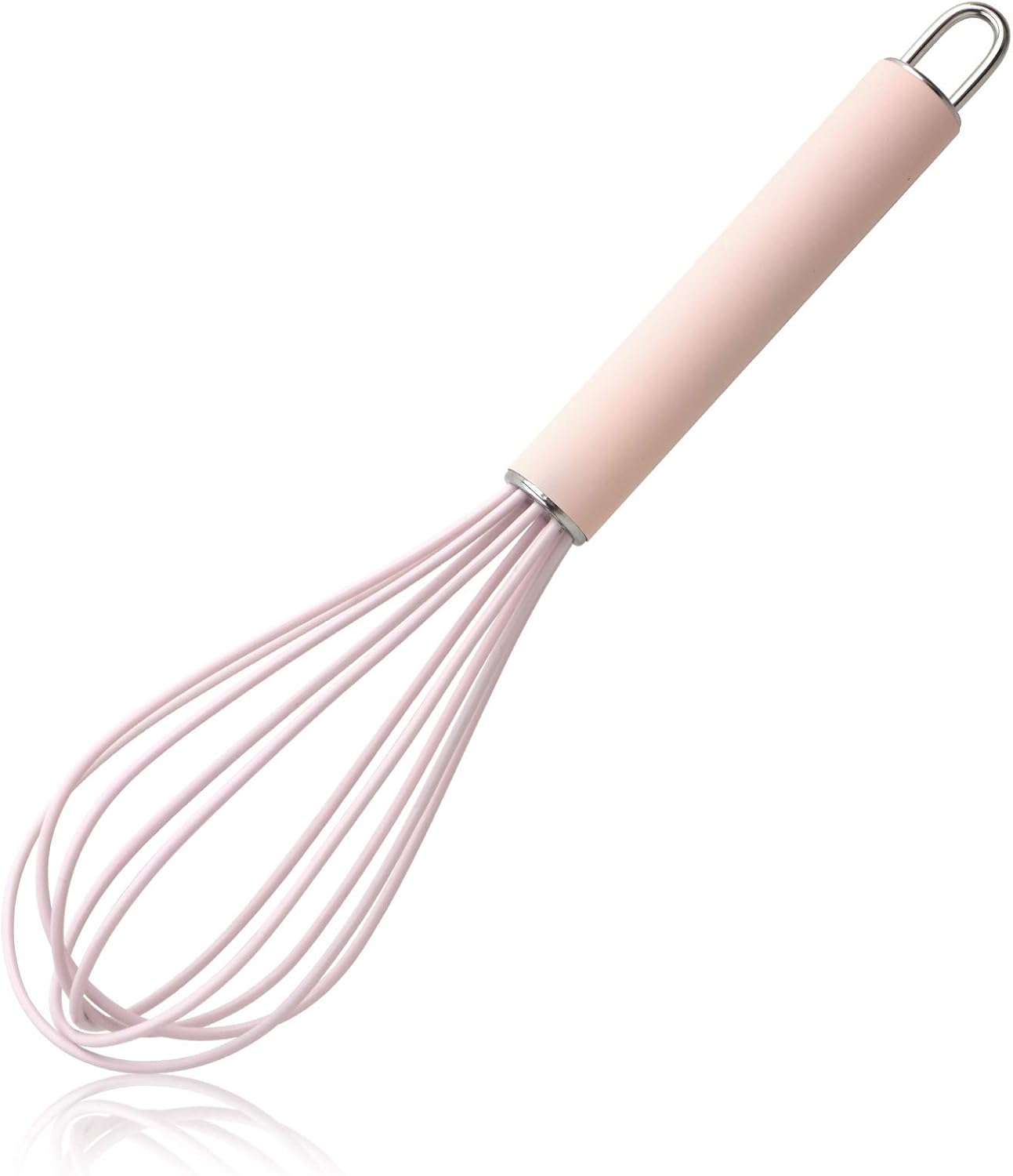 GorGin high temperature and easy to clean silicone whisk, wisk,stirrer, 10 inch, grip good grip design for Blending Whisking Beating Stirring Cooking Baking (1 Pack | Pink)