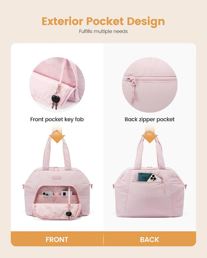 LOVEVOOK Gym Bag for Women 3Pcs Puffer Duffle Bag for Travel Soprt Work Weekender and Overnight Duffel Tote for Carry on Personal Item