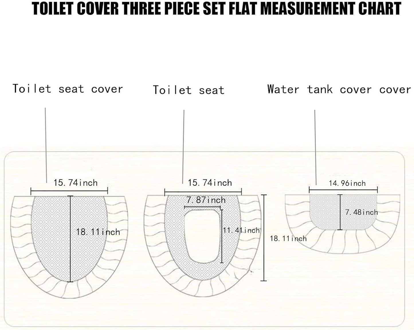 GYOSHI Soft Lace Toilet Lid Tank Seat Top Cover 3 Piece Set Toilet Seat Cover Set 3 Piece with Storage Bags Toilet Lid Cover Set for Bathroom (Pink)