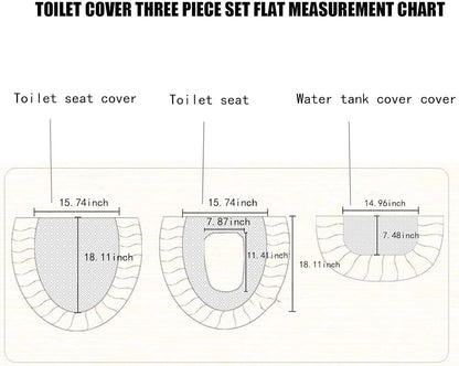 GYOSHI Soft Lace Toilet Lid Tank Seat Top Cover 3 Piece Set Toilet Seat Cover Set 3 Piece with Storage Bags Toilet Lid Cover Set for Bathroom (Pink)