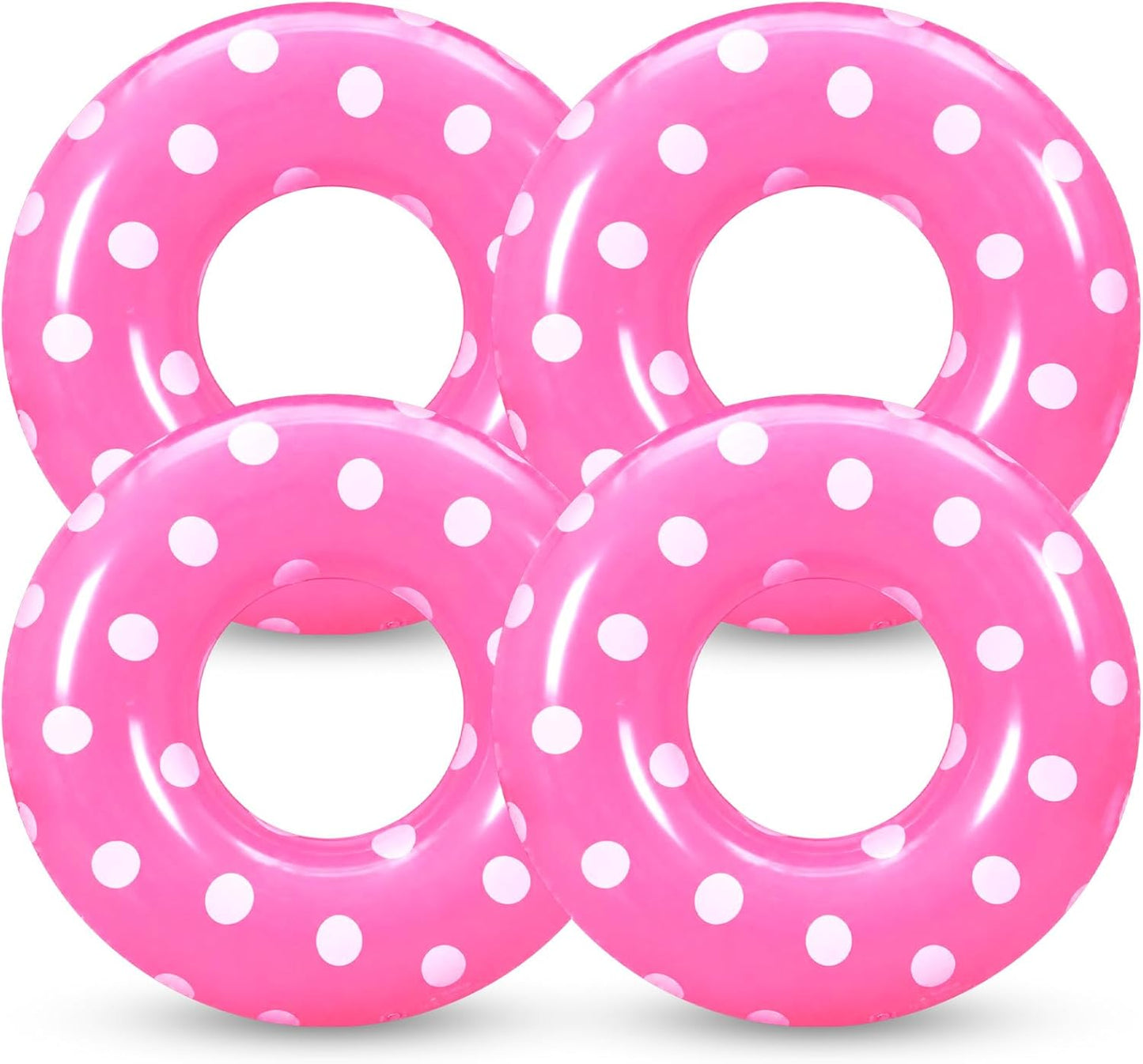4 Pcs Adults Inflatable Swimming Ring, Polka Dots Themed Pool Floats, Inflatable Tubes for Adults, Pool Float, Beach Lake River Summer Decor Swimming Party