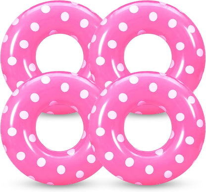 4 Pcs Adults Inflatable Swimming Ring, Polka Dots Themed Pool Floats, Inflatable Tubes for Adults, Pool Float, Beach Lake River Summer Decor Swimming Party