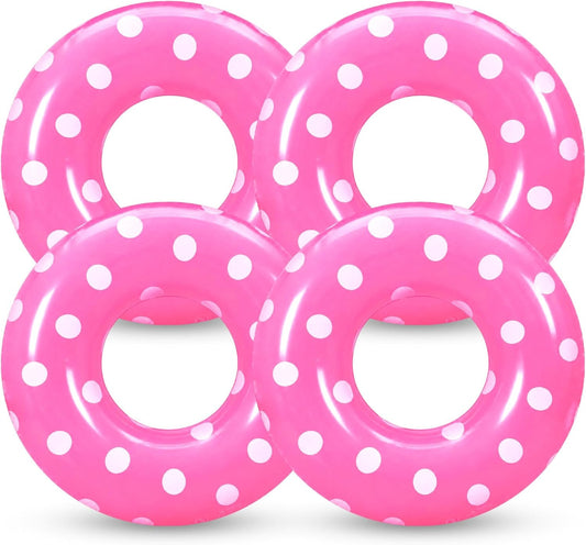 4 Pcs Adults Inflatable Swimming Ring, Polka Dots Themed Pool Floats, Inflatable Tubes for Adults, Pool Float, Beach Lake River Summer Decor Swimming Party