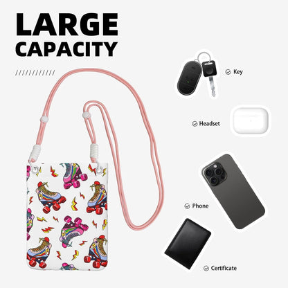 Colorful Roller Skates Print Small Crossbody Bags for Women Lightweight Phone Bag Purses Adjustable Strap