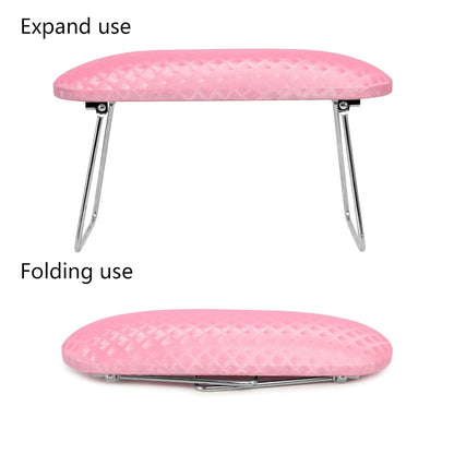 Krofaue Arm Rest for Nails Tech, Professional Microfiber Leather Nail Hand Rest Stand Arm Rest for Acrylic Nails Cushion Hand Holder with Non-slip - Nail Technician Use Must Have (Pink)