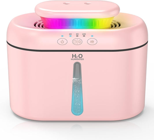 SZO Humidifiers for Bedroom, 2.5L Capacity, Auto Shut-Off, Easy to Fill & Clean, 16 dB Quiet Ultrasonic Humidifier for Large Room, Plants, Baby Nursery, Indoor, Night Light(soft pink)