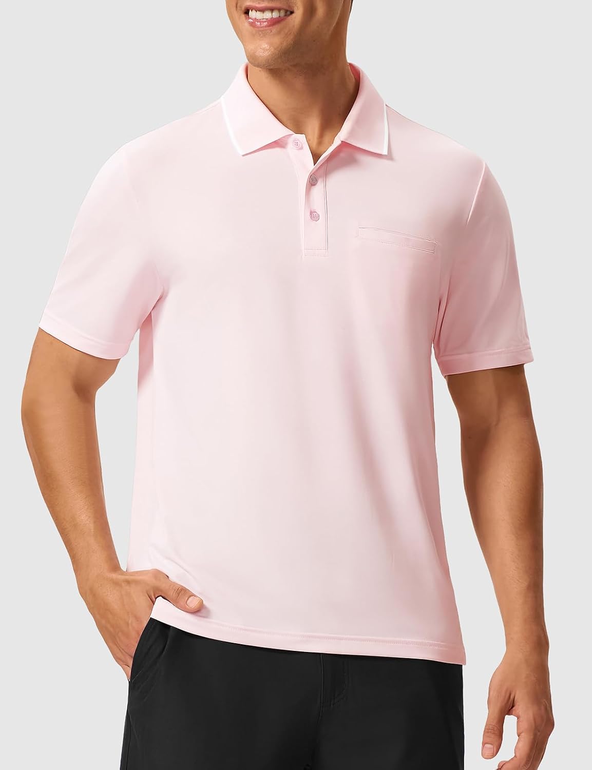 Rdruko Men's Polo Shirts with Pocket Short Sleeve Dry Fit Collared Golf Tennis T Shirts