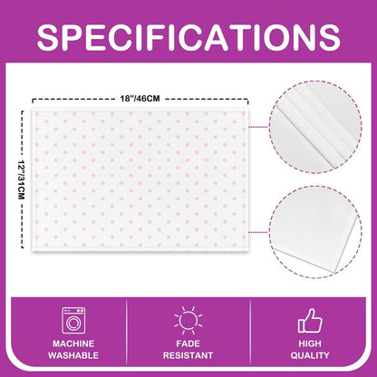 Manfei Polka Dots Placemats Set of 4,Modern Dots Pattern Place Mats,Romantic Princess Style Placemat for Kitchen Dining Table White Pink Table Mats Indoor Outdoor 18"x12"