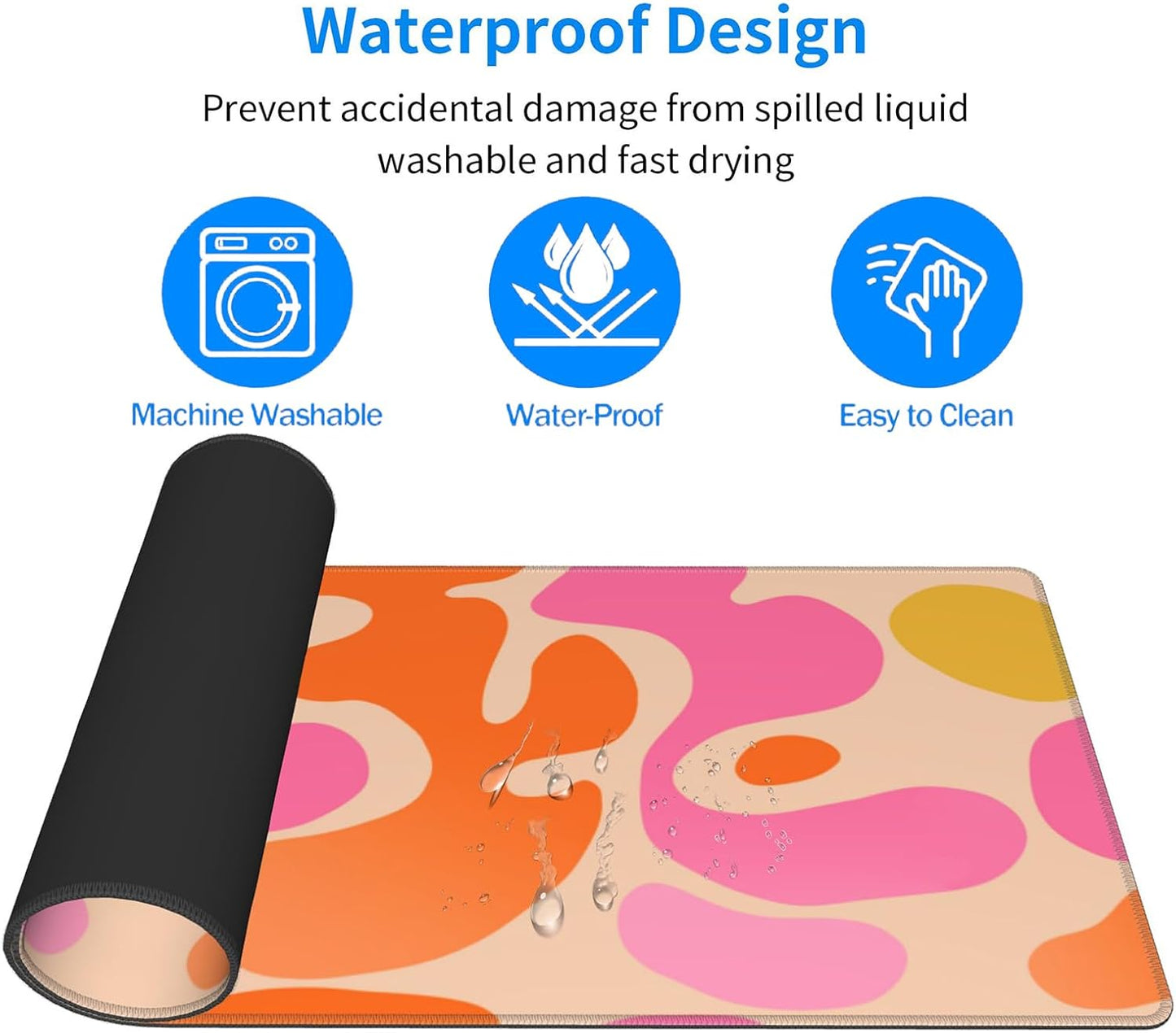 Boho Pink Desk Mat Modern Abstract Cute Large Mouse Pad XL 31.5x11.8in 3mm Non-Slip Rubber Base Extended Kawaii Pink Mousepad Stitched Edges Keyboard Mouse Mat Desk Accessories for Women Office Decor