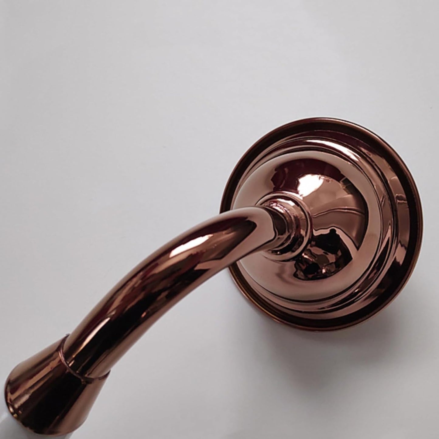 Handheld Shower Head Bell Shape White Ceramic Handle Stainless Steel (Rose Gold)