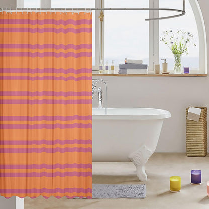 Erosebridal Peach Orange Modern Lines Shower Curtain for Kids Teens | Abstract Striped Bath Curtain Classic Horizontal Stripe Bathroom Accessories Minimalist Stripes Fabric Shower Curtains 72" Wx72 L