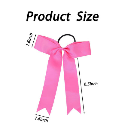 30 PCS College Style Cheer Bows Collegiate Long Tail Skinny Cheer Bow Elastic Hair Tie Bows for Teens Girls Softball Competition Sports Cheerleaders (Pink)