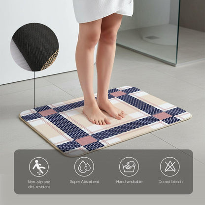 Bath Mat Pink Check Anti Slip Quick Drying Door Rugs Bath Rug for Bathroom Shower Kitchen 24 × 16 Inch Gift for Housewarming Friends Family
