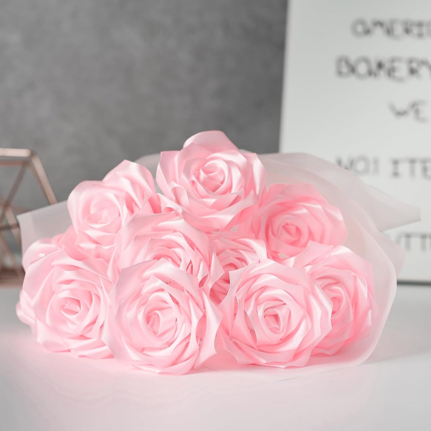 1-1/2 Inch Wide Baby Pink Satin Ribbon, 50 Yards Solid Polyester Fabric Ribbon for Roses Making, Gift Wrapping, Flower Bouquets, Wedding Decorations, Handmade Crafts