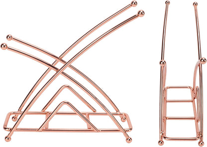 Napkin Holder, Wrought Iron, 6.3 x 6.6 Inch Kitchen Decor - Elegant X - Shaped Design, Durable Thickened Metal, Ideal for Dining Table Use (Rose Gold)