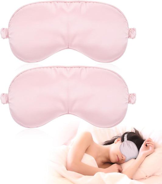 Molain Sleep Mask, 2 Pack Silky Eye Cover Soft Satin Blindfold Elastic Strap Night Eyes Shade for Women Men, Eye Sleep Shade Cover, Blocks Light Reduces Puffy Eyes Gifts(Pink)