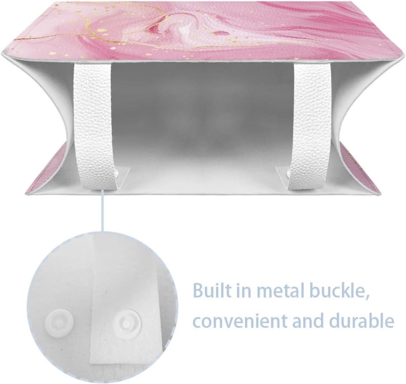 Pink Marble Printed Cuboid Tissue Box Holder Rectangular Napkin Organizer PU Leather Tissue Box Holder for Home/Office/Car