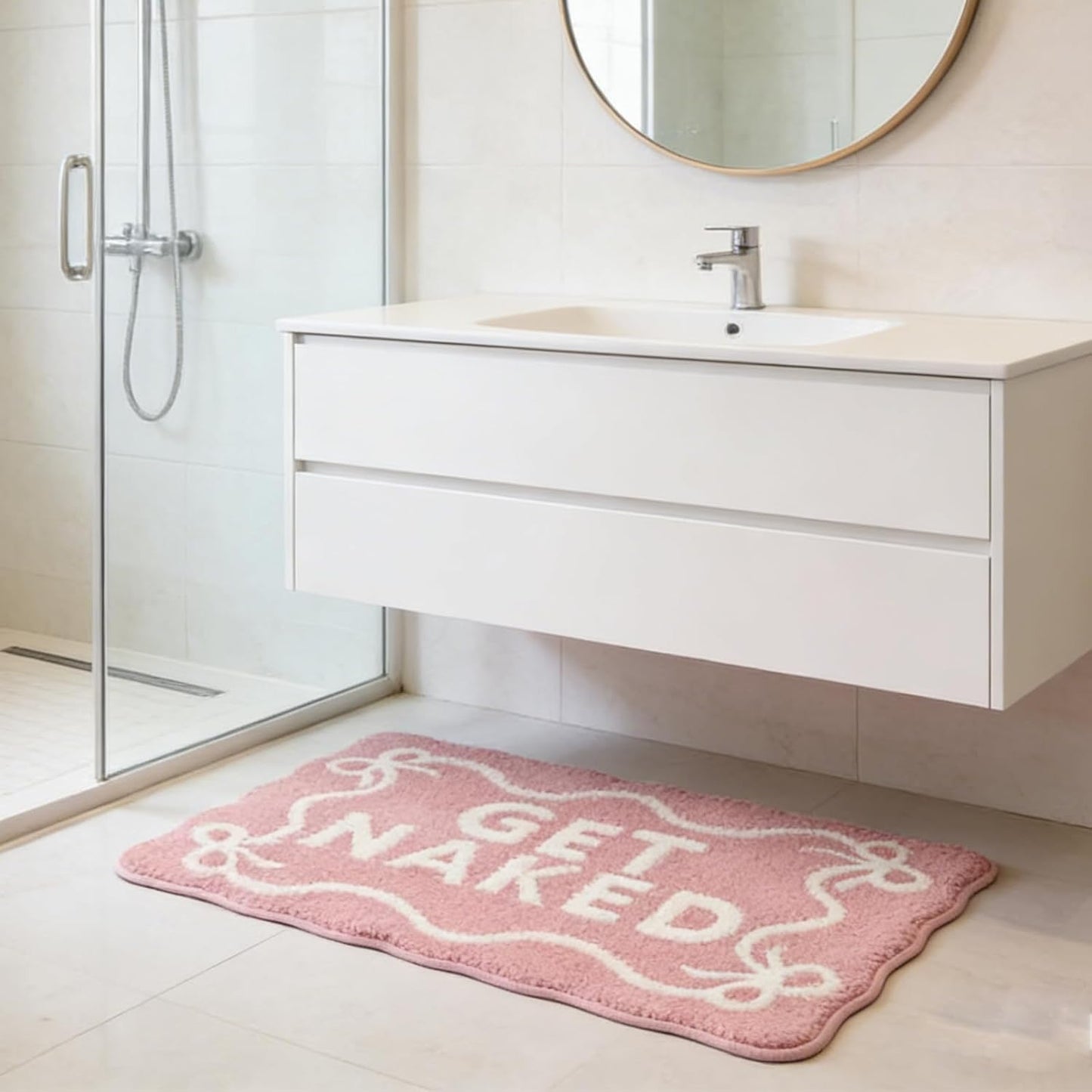 Bathroom Rug Cute Bath Mat 19.6“ x 31.4” Pink Bow Bath Rugs for Bathroom Floor Shower Rug Small Home Decor and Accessories Small Non Slip Mats