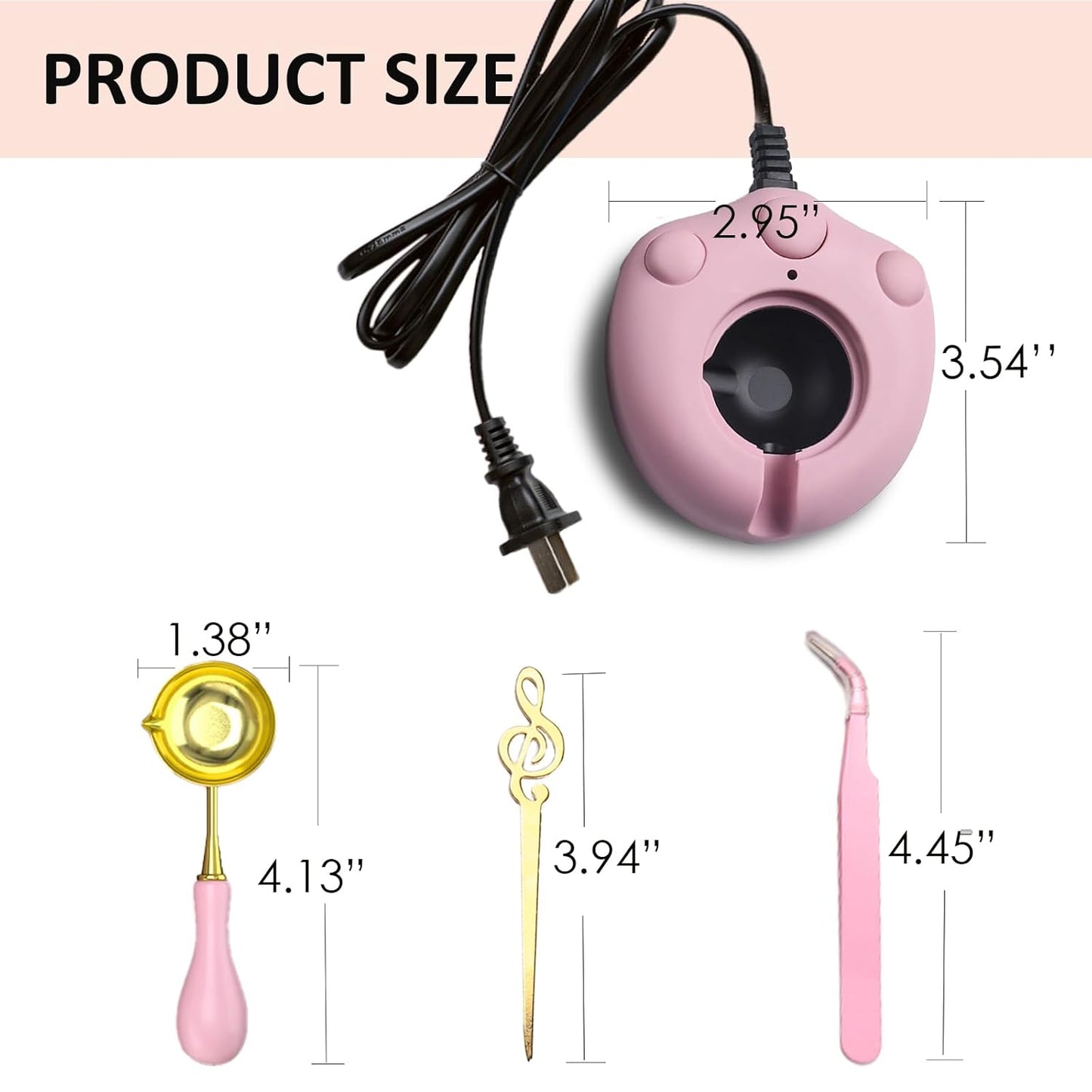 Electric Wax Seal Warmer, Andotopee Wax Sealing Melter with 2pcs Spoons, Tweezers, Stir Pin, Great Melting Furnace Kit Fast Melting WaxSeal Bedas for Envelope Stamp Seals Craft, Pink