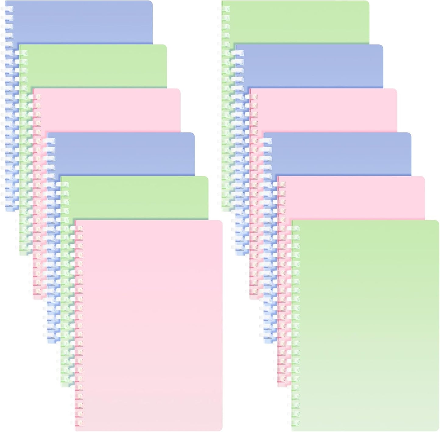 9 Pcs Spiral Notebooks, 3 Gradient Colors (Pink/Green/Blue), A5 7mm College Ruled 120 Pages Journals for School Work Travel, Durable PP Cover with Soft Silicone Coil & Rounded Edges
