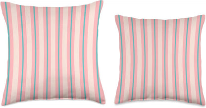 Cute Pastel Peach Green Striped Vertical Pattern Minimalist Throw Pillow
