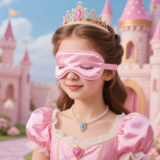 Mulberry Natural Silk Sleep Mask for Kids with Adjustable Elastic Strap, Super Cute Sleeping Eye Mask for Children, Size S, (Pink with Eyelashes)