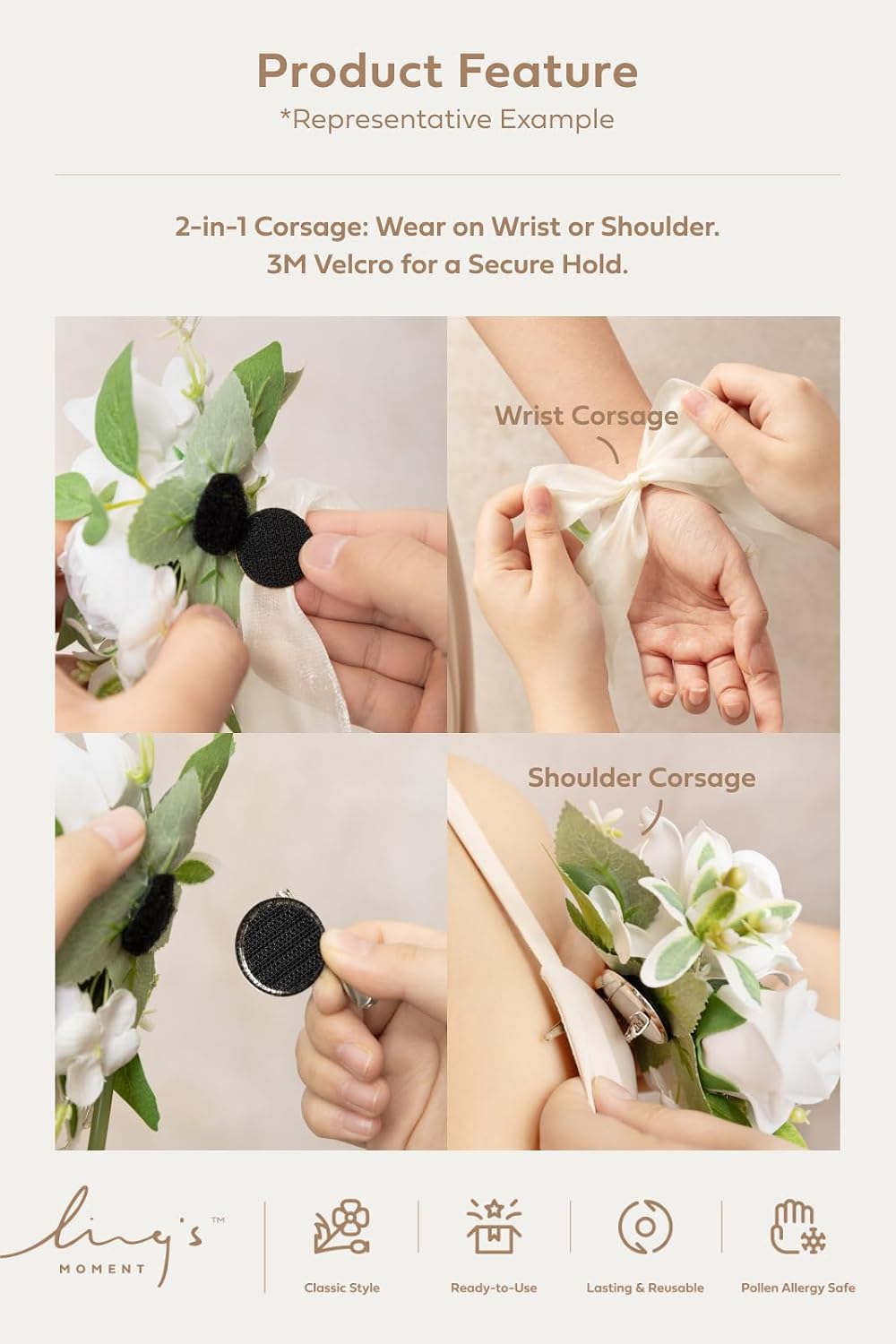 Ling's moment 2pcs Prom Wrist/Shoulder Corsage Artificial Flower, Girl/Mother Homecoming/Wedding Corsage Wristlet Décor, etc. Yellow Orange Peach