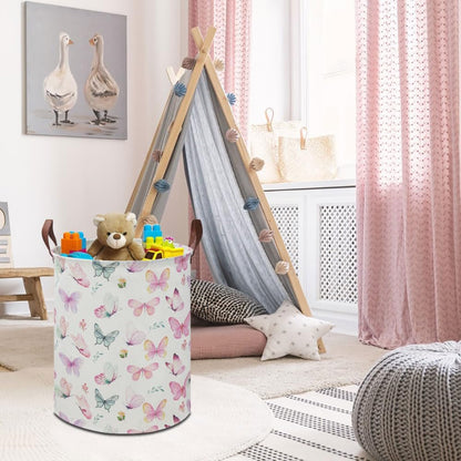 19.7" Butterfly Laundry Basket,Kids Dirty Clothes Hamper,Waterproof Toys Storage Bin,Room Decor,Gift Baskets,Baby Nursery Hamper(Pink Butterfly)